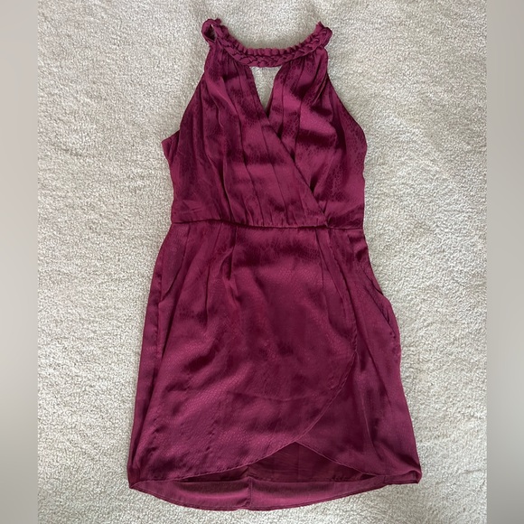 Greylin Dresses & Skirts - Greylin Red Wine Halter Mini Dress Large